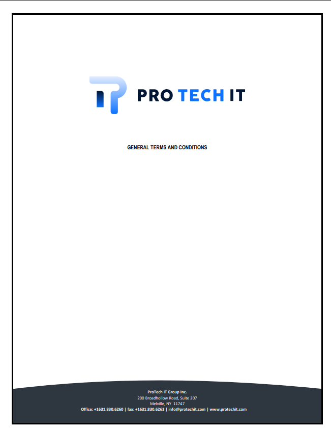 Pro Tech IT General Terms and Conditions